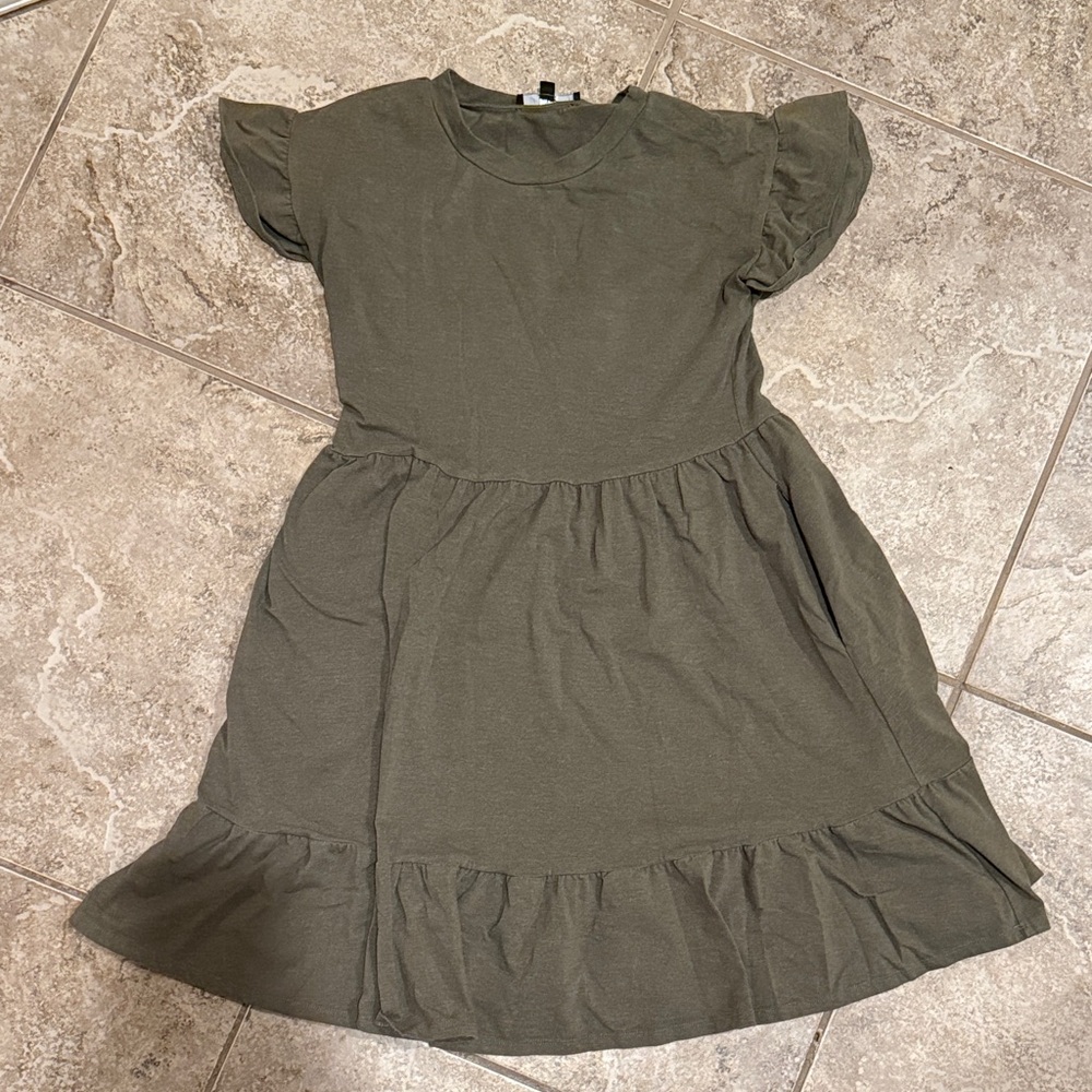 Lulu's Kids Casual Olive Dress